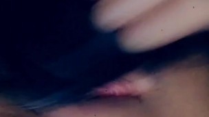 Masturbating creamy pussy with black dildo