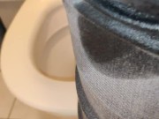 Pissing my Jeans Sitting on the Toilet Bowl