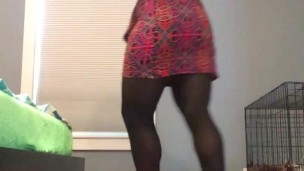 Voluptuous Rita (trans, crossdress, pantyhose, high heels, female mask, mask, transformation)