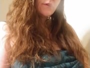 Sexy red head smoking and playing with titties 10/16