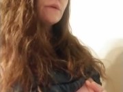 Sexy red head smoking and playing with titties 15/16