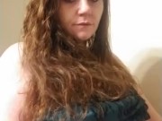 Sexy red head smoking and playing with titties 3/16