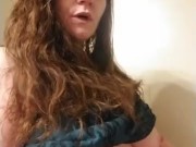 Sexy red head smoking and playing with titties 6/16