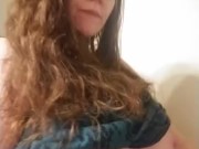 Sexy red head smoking and playing with titties 7/16