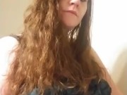 Sexy red head smoking and playing with titties 8/16