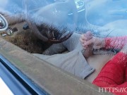 PUBLIC JERKING OFF IN CAR! Teen caught me and help me out. 4K ULTRA HD. 4/16