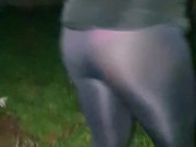 Hot Latina Step Sister in See Through Leggings - Teasing Outdoor Dancing - Candid