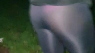 Hot Latina Step Sister in See Through Leggings - Teasing Outdoor Dancing - Candid