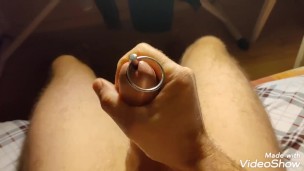 Cumming with the first urethral plug