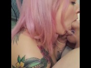 Cute tattooed  teen takes a THROATPIE like a champ after an amazing SENSUAL DEEPTHROAT BLOWJOB 5/16