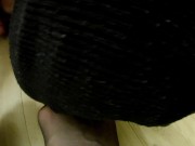 Two ruined cumshots licked up from mistress pantyhosed feet 12/16