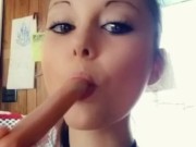 Horny MILF swallows hotdog- SFW Tease 11/16