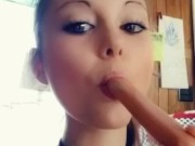 Horny MILF swallows hotdog- SFW Tease 3/16