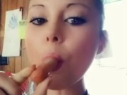 Horny MILF swallows hotdog- SFW Tease 4/16
