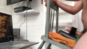 Milking chair, draining big cut cock, the handy male masturbator. Referral code in the comments 