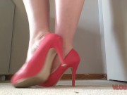 sexy red heels. standing shoeplay