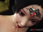 Hot sex! Beautiful young queen gets fucked hard by a Boggles green monster in the mystical cave