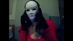 Jane Pt1! Mysterious white mask girl playing with her tits, but who is she?