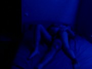 Female orgasm and sex of a couple of  at night in the light of neon 13/16