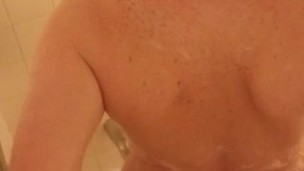 Red head stepsister left door open to shower to let all to see