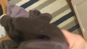 Almost caught jerking off with sister's gf's shorts 