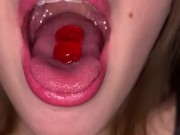 Open mouth gummy swallowing. Underwear  11/16