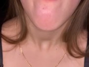 Open mouth gummy swallowing. Underwear  5/16