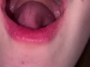 Open mouth gummy swallowing. Underwear  7/16