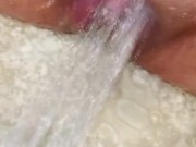 Huge Swollen Clit Cums Hard With Showerhead  