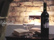 Horny Talia Mint full bush and foot fetish with a glass of whine 1/16