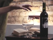 Horny Talia Mint full bush and foot fetish with a glass of whine 3/16