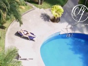 Spying my sexy MILF neighbor by the pool, voyeur fetish 2/16