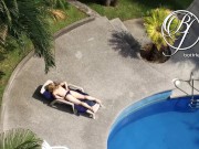 Spying my sexy MILF neighbor by the pool, voyeur fetish 5/16
