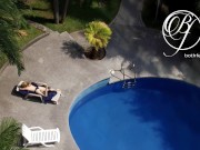 Spying my sexy MILF neighbor by the pool, voyeur fetish 6/16