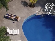 Spying my sexy MILF neighbor by the pool, voyeur fetish 7/16
