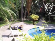 Spying my sexy MILF neighbor by the pool, voyeur fetish 9/16