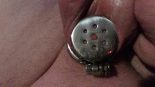 Ruined Orgasm from Ballbusting in Chastity Cage