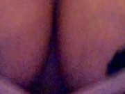 Closeup of my tits bouncing while I ride two cocks 2/16