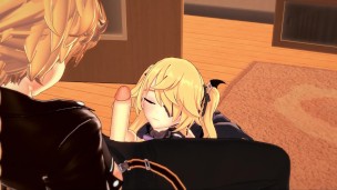 Genshin Impact - Fischl gives Aether a blowjob, then does 69. Gets cum on face.
