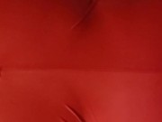 slutty wife in red leather zipper bodysuit doggystyle