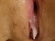 slutty wifes worn out pussy after fucksall and creampie