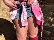 Clumsy Quick Change + Panty Flash in a Public Park