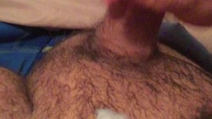 Hairy cub jacks off and cums hard!