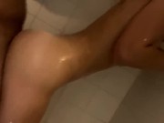 Bubble butt brunette shower back shots