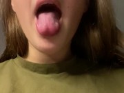 Spit in your mouth. Drool. Saliva drops. 15/16