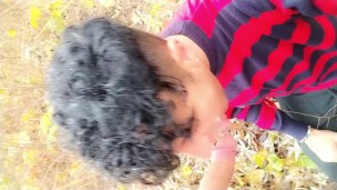 Taking friend´s cum on face in the park