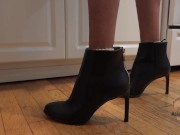 High Heeled Leather Boots While Making Dinner 3/16