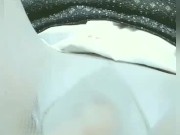 An amateur Japanese teacher breaks pantyhose and masturbates with a dildo full of saliva. 12/16