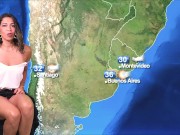 Reportera del clima caliente se masturba en vivo 4/16