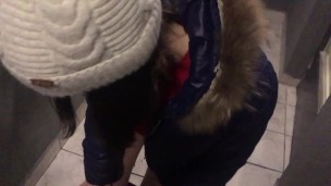Married neighbor seduced in an elevator and fucked in the stairwell